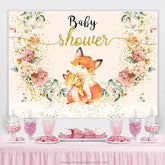 Funkeln Blumen Fuchs Mutter Babydusche Party Hintergrund